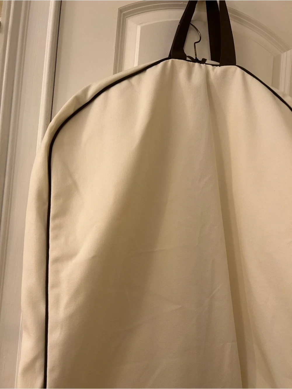 Hermes Garment Bag in Cream with Piping Trim